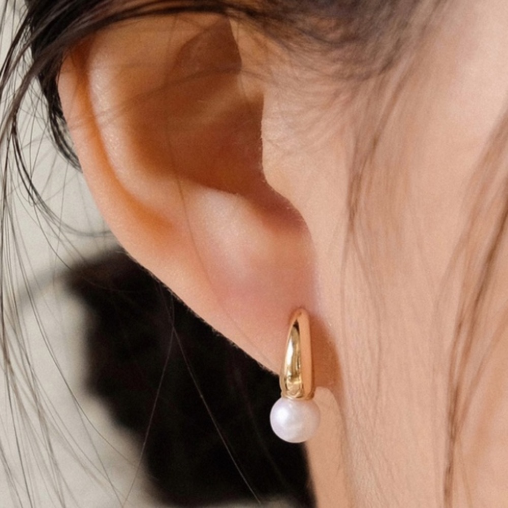 💛Minimal gold plated hoop earrings - Picture 4 of 4
